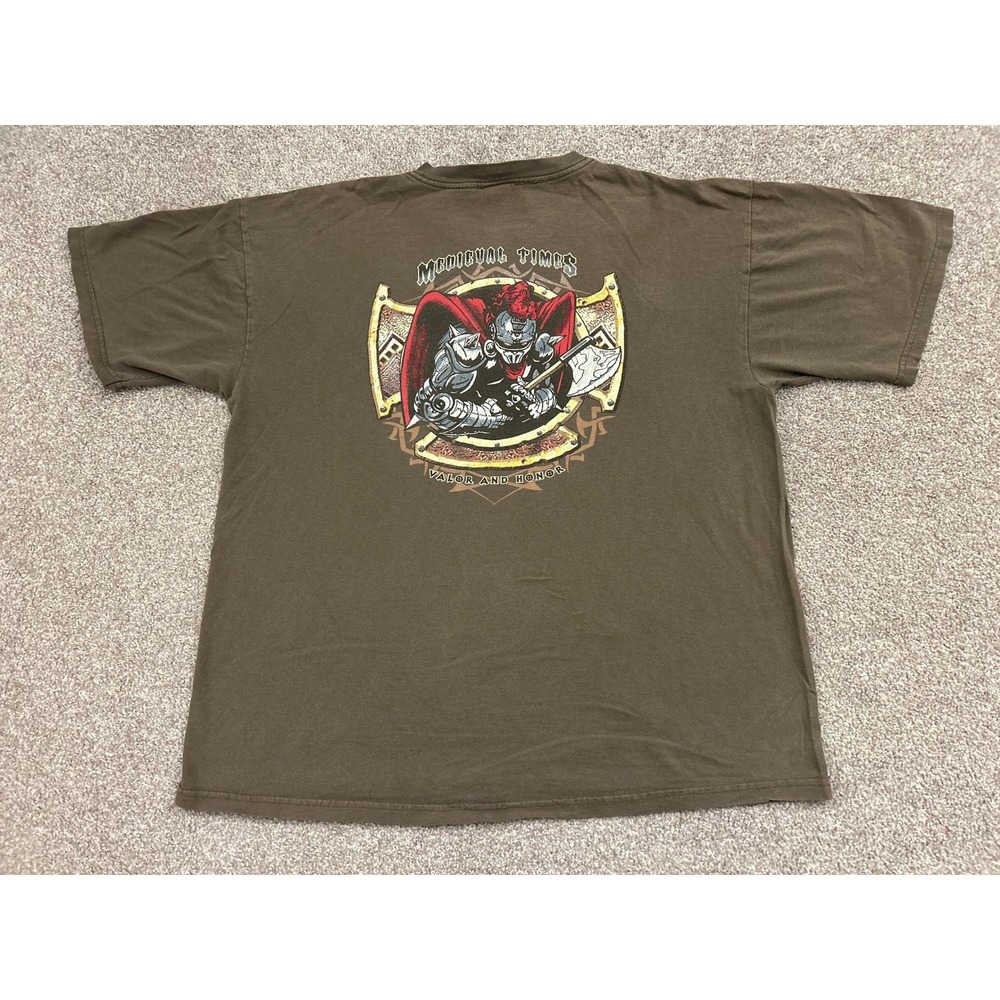 Medieval Times T Shirt Mens XL Brown Chicago Valor and Honor Knight Graphic Tee